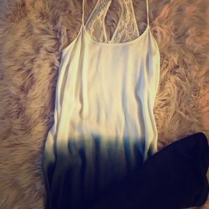 Blue Ombré Lace Back High Low Dress